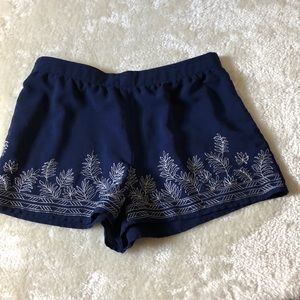 Blue shorts with embroidery